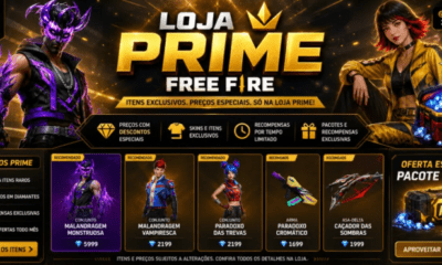 Loja Prime Free Fire maio de 2026: veja os itens disponíveis e o que compensa comprar